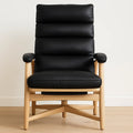 Chaise de bureau relaxante en bois massif noir en cuir PU avec coussin haut confort