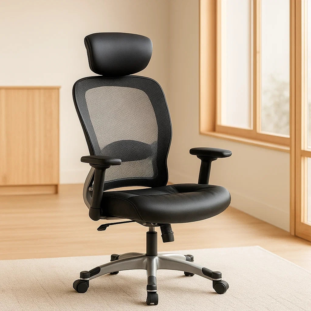 Chaise de bureau maille filet noir structure métal hauteur réglable