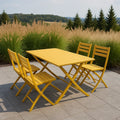 Ensemble table et chaises de jardin 5 pièces bois massif pliable jaune 4 personnes