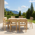 Ensemble table et chaises de jardin 8 pièces bois chêne