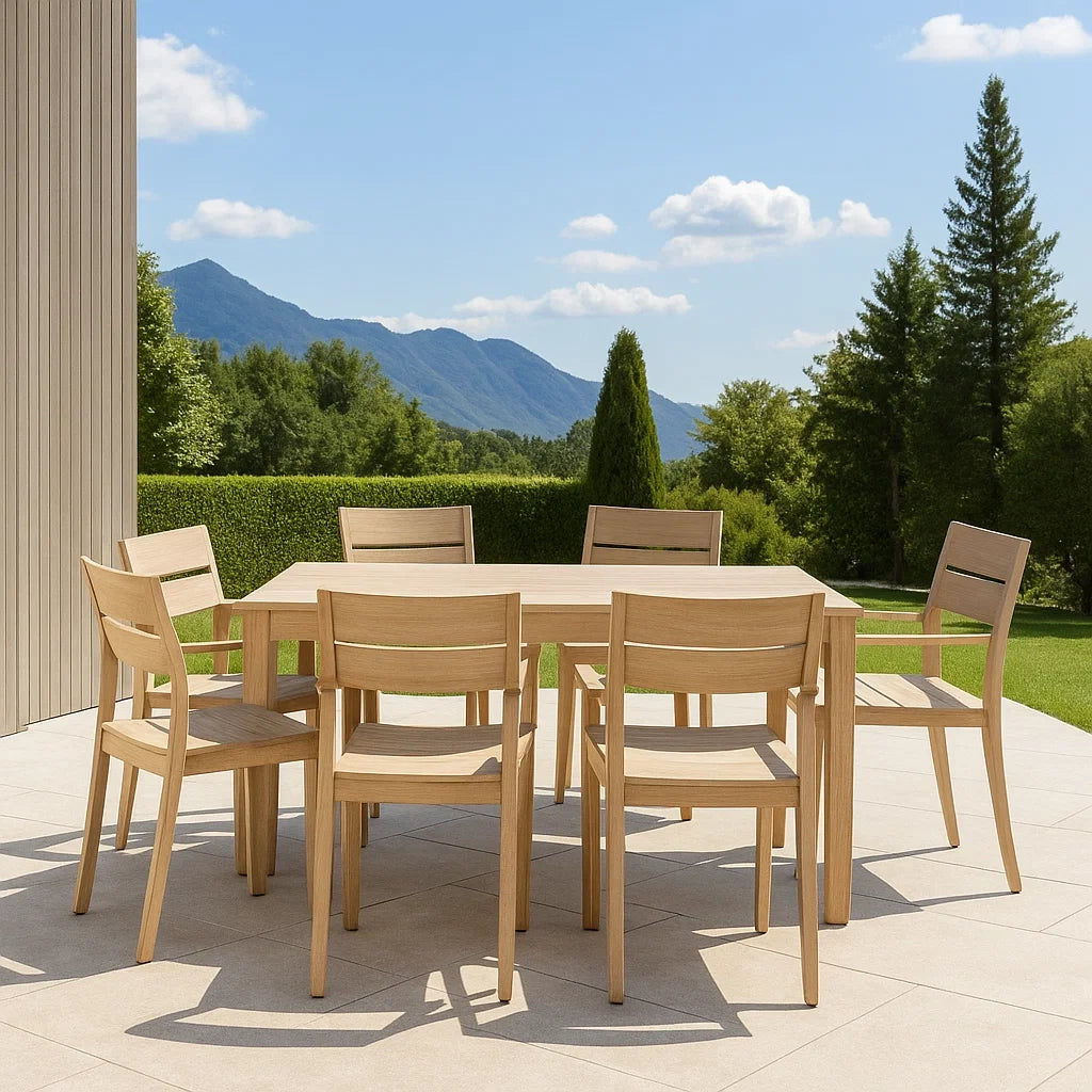 Ensemble table et chaises de jardin 8 pièces bois chêne