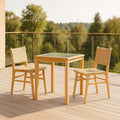 Ensemble table et chaises de jardin 3 pièces table carrée chêne carrelage vert 2 chaises paille