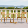Ensemble table et chaises de jardin 3 pièces table ronde bois massif chaises avec accoudoirs extérieur