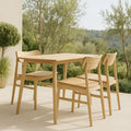 Ensemble table et chaises de jardin 4 pièces bois de chêne naturel