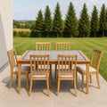 Ensemble table et chaises de jardin 7 pièces table carrée carrelage céramique 6 chaises bois massif