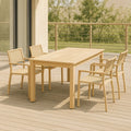 Ensemble table et chaises de jardin 5 pièces bois teck rectangulaire 180x90x75 cm