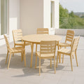 Ensemble table et chaises de jardin 7 pièces table ronde bois clair