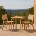 Ensemble table et chaises de jardin 3 pièces extérieur bois/rotin table carrée