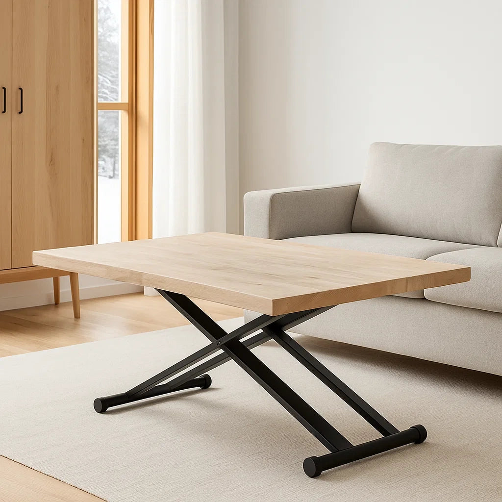 Table basse chêne/acier noir 100x60x45 cm