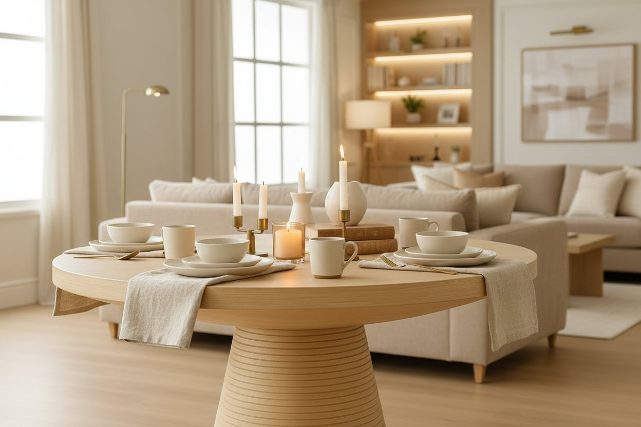 Table basse ronde bois naturel