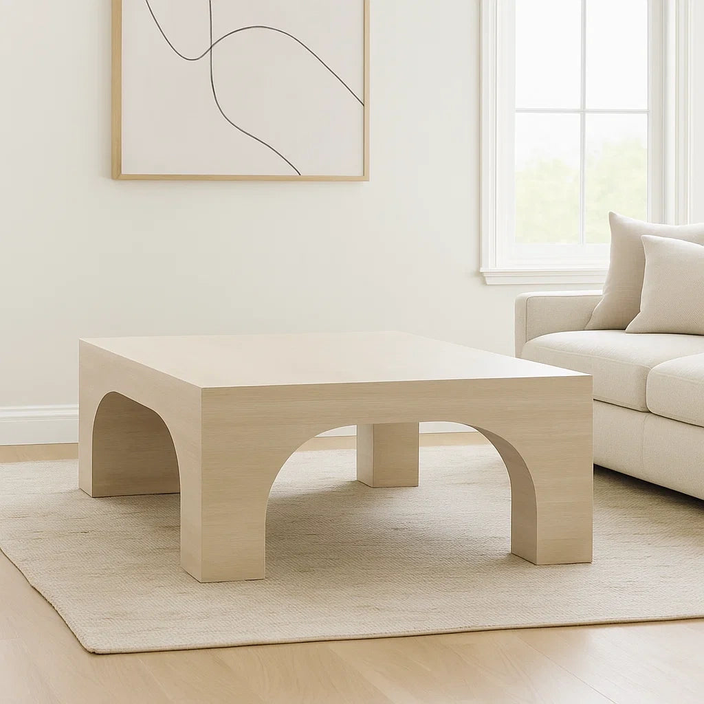 Table basse carrée bois chêne clair 80x80x40 cm