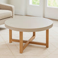 Table basse ronde bois chêne MDF beige