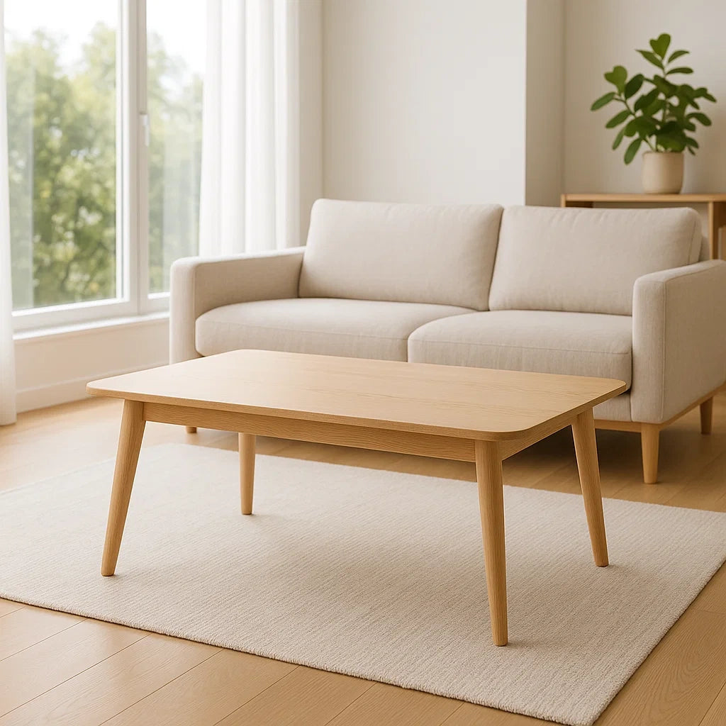 Table basse rectangulaire bois naturel 100x60x40 cm