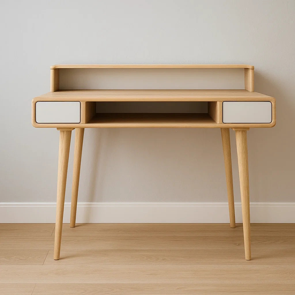 Bureau en bois avec étagère et tiroirs 110x55x90 cm