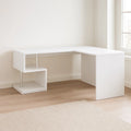 Bureau d'angle en panneaux de particules blanc