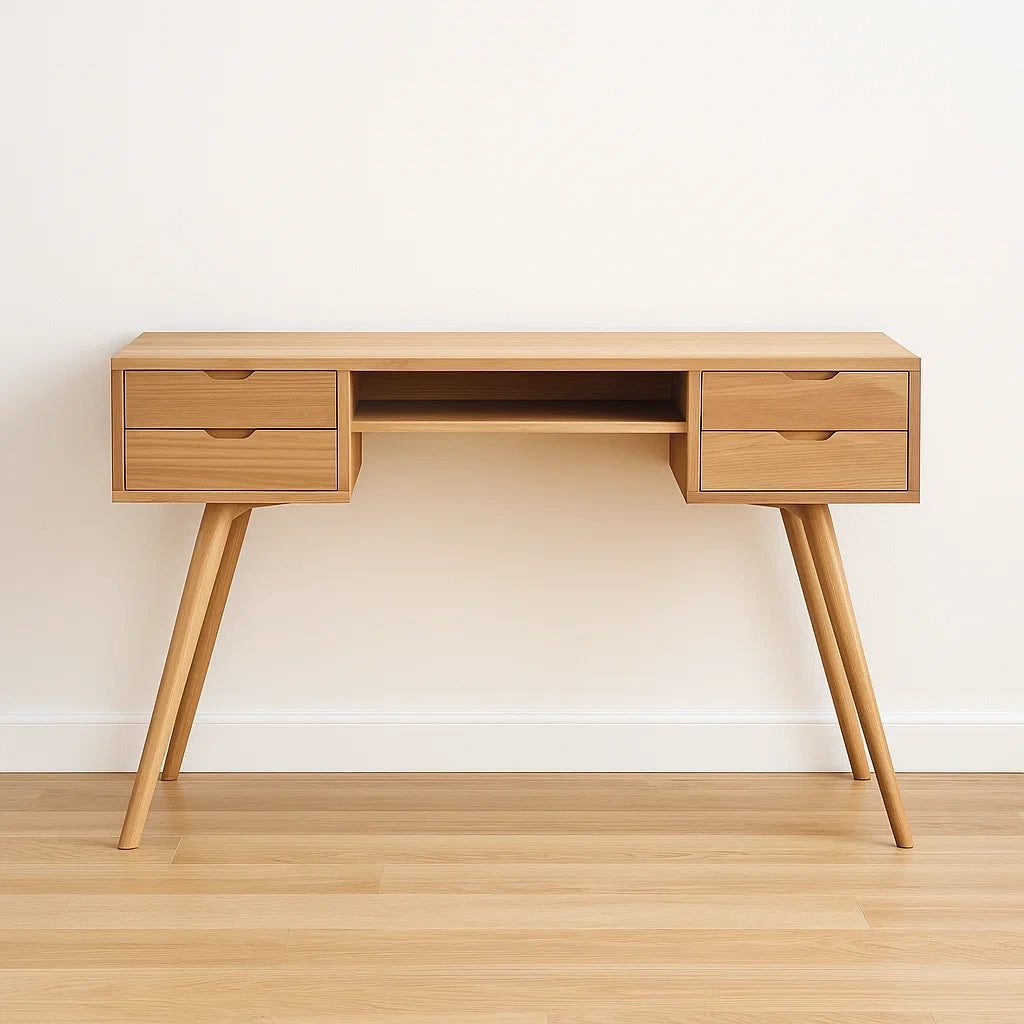 Bureau en bois avec 4 tiroirs et étagère 120x60x75 cm