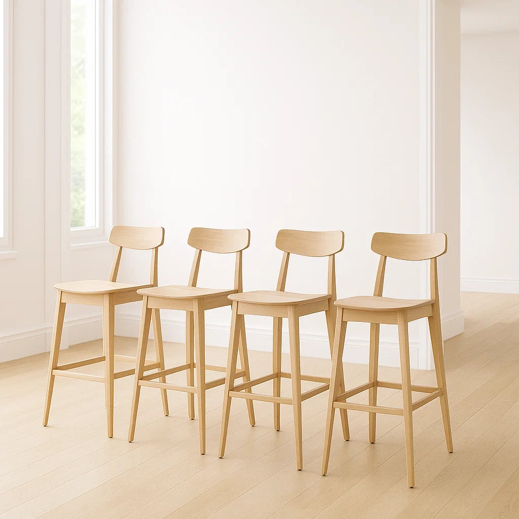 Lot de 4 tabourets de bar bois de hêtre