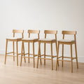 Lot de 4 tabourets de bar bois et tissu beige 106x45x48 cm