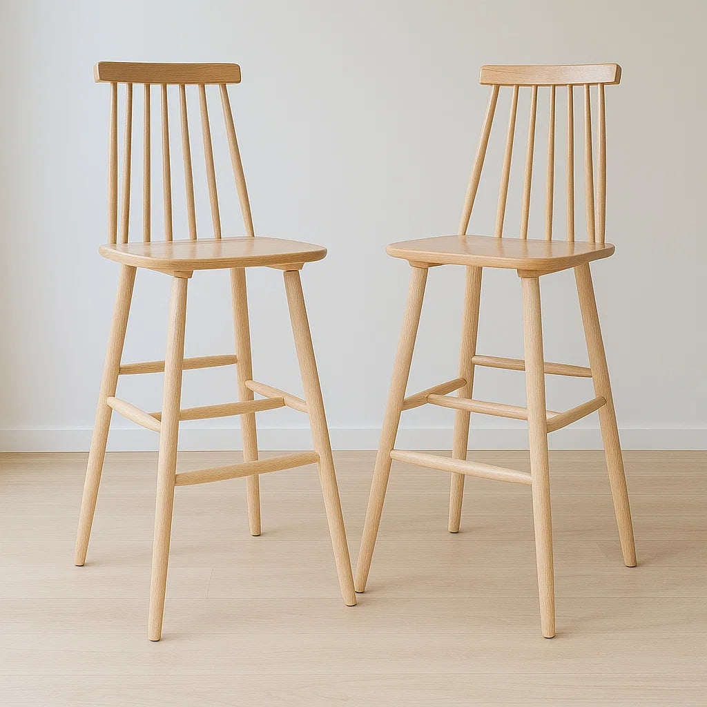 Lot de 2 tabourets de bar bois de hêtre