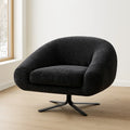 Fauteuil pivotant tissu noir piètement métal 80x80x75 cm
