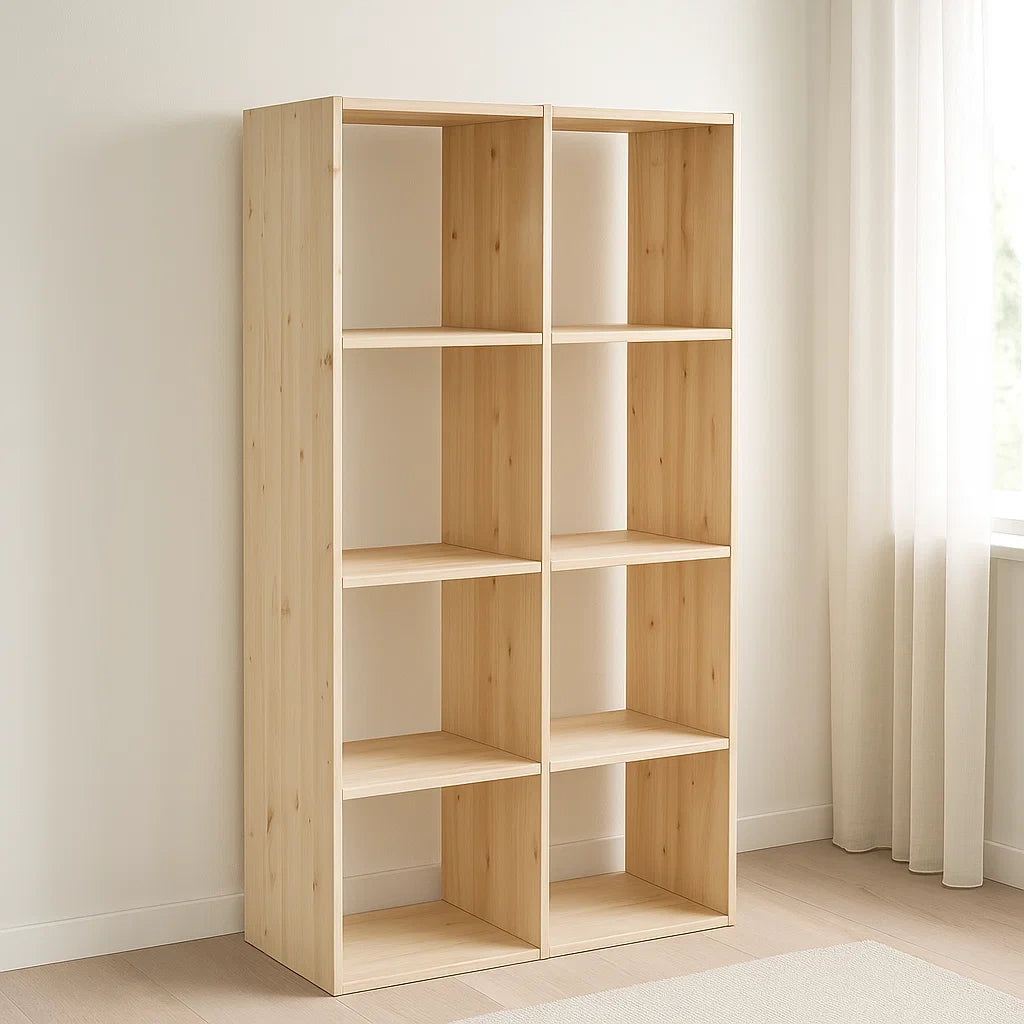 Etagères en bois de pin avec 8 compartiments