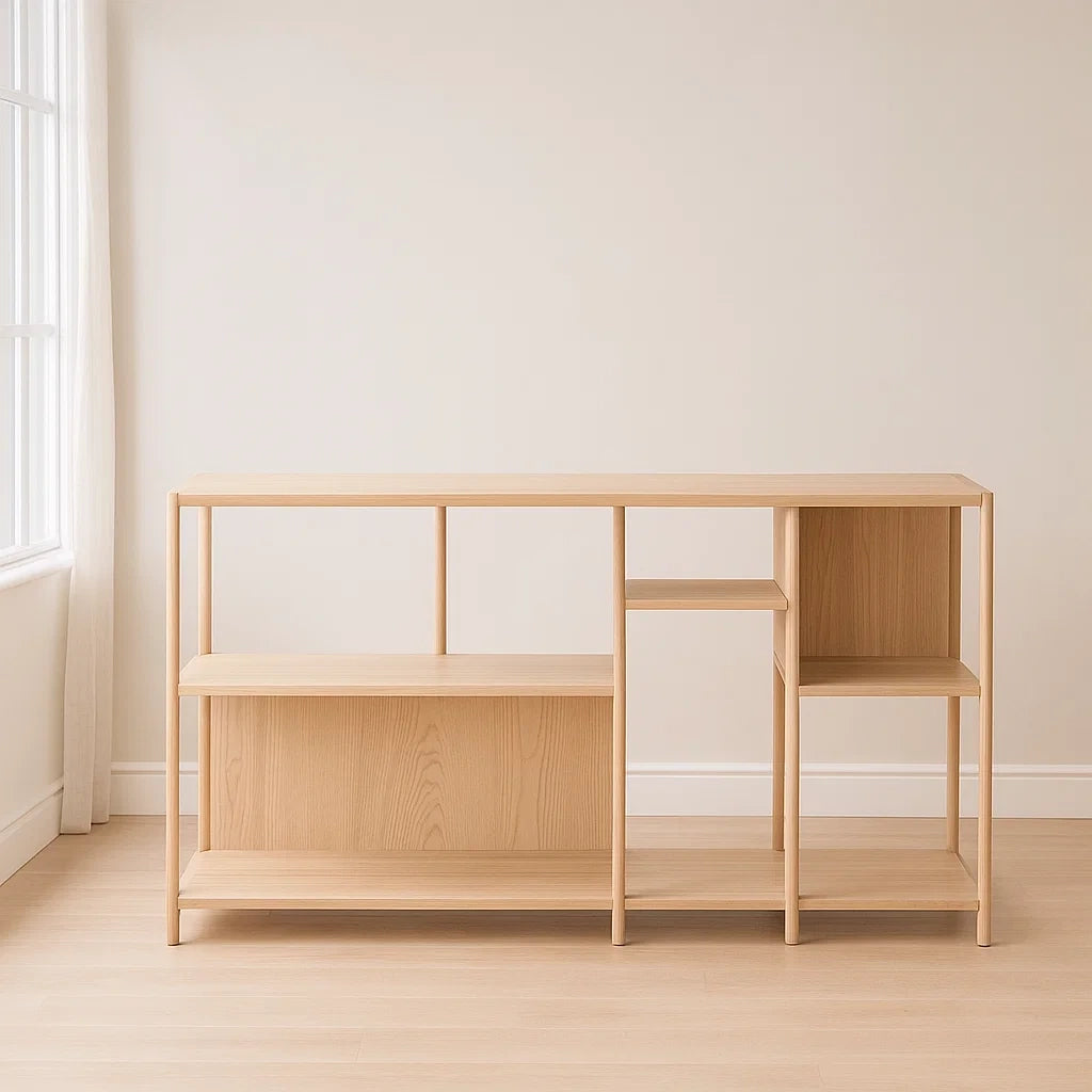 Étagères en bois clair avec placage de chêne et étagères ouvertes 120x80x35 cm