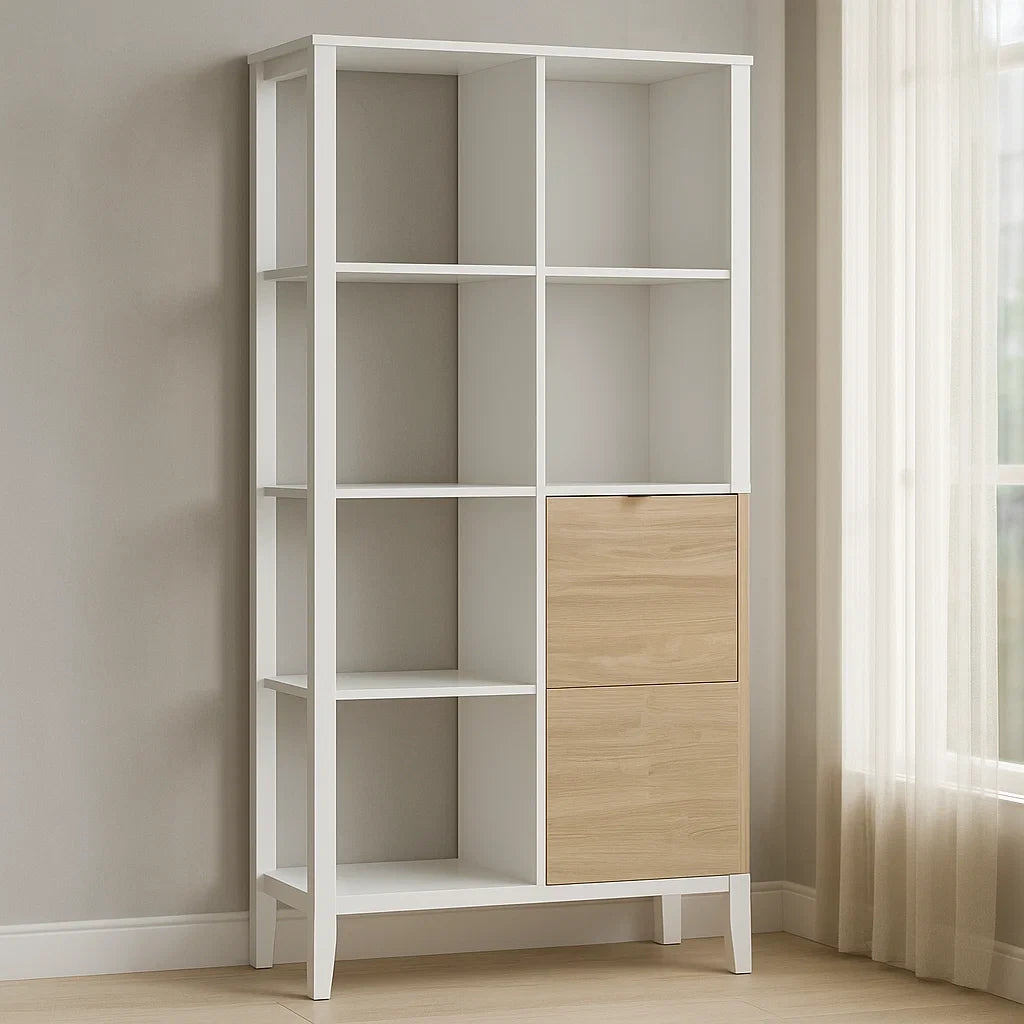 Etagères en bois blanc/chêne clair 190x90x35 cm