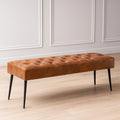 Banquettes rectangulaires en cuir PU marron avec pieds en métal noir 120x40x45 cm
