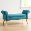 Banquettes coffre rembourrée avec accoudoirs en tissu polyester turquoise et pieds en bois 120x45x60 cm