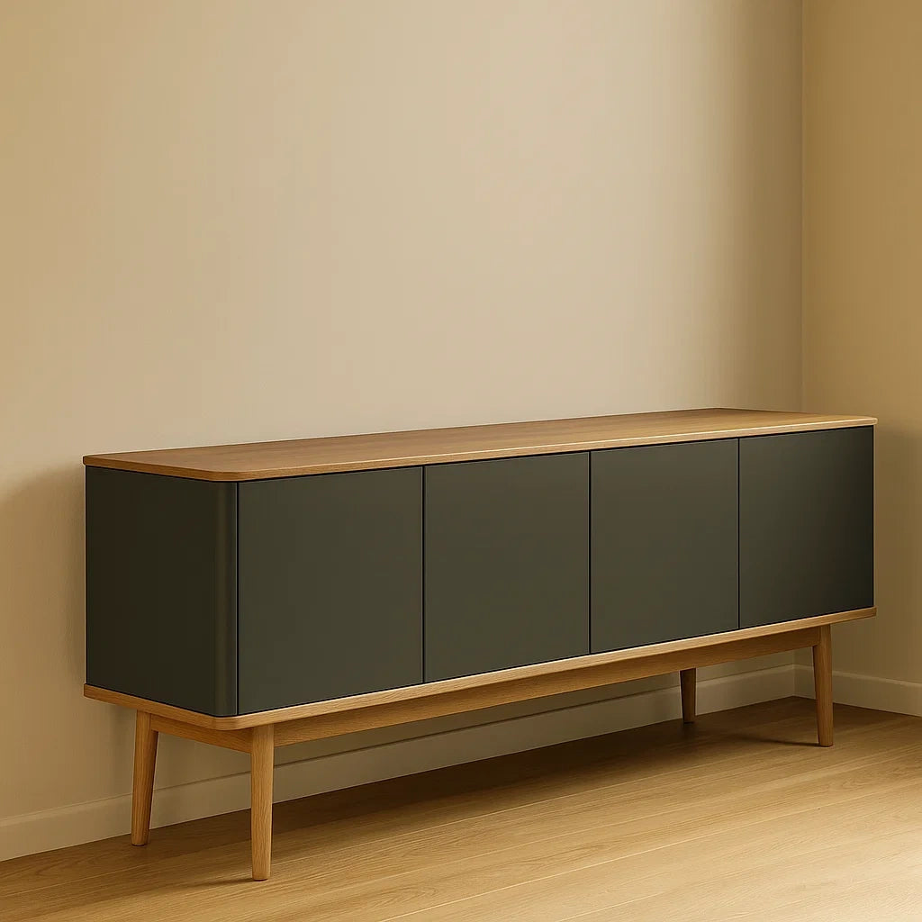 Buffets en Bois Rectangulaire avec Portes 200x45x70 cm Chêne/Gris