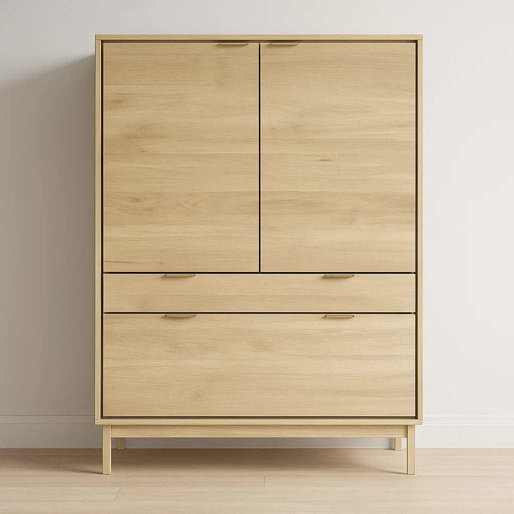 Buffets en Bois à 2 Portes et 2 Tiroirs Chêne Clair 120x40x160 cm