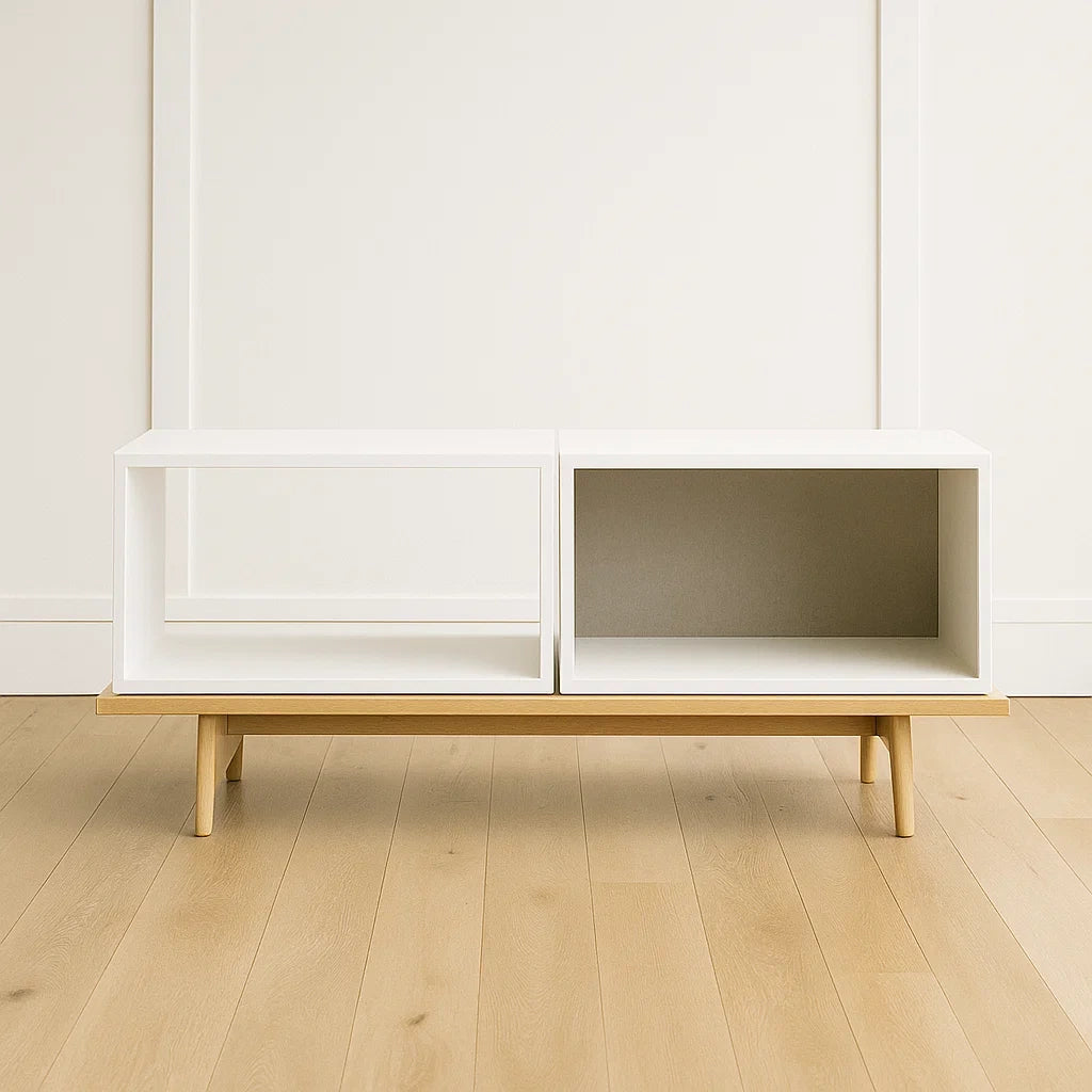 Buffets rectangulaires MDF/bois blanc/bois naturel 120x40x45 cm