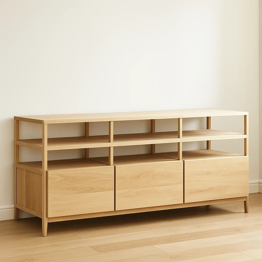 Buffets en bois avec étagères et portes 150x40x50 cm