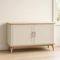 Buffet deux portes bois MDF blanc crème 100x40x80 cm