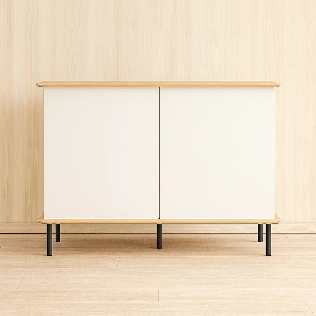 Buffets rectangulaires en bois MDF blanc/bois 100x40x85 cm