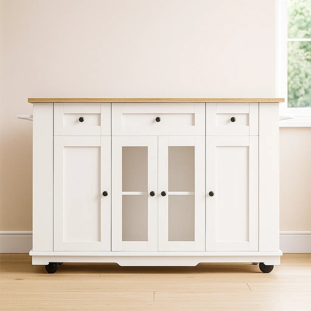 Îlot de cuisine en bois blanc/panneau de particules 120x40x90 cm